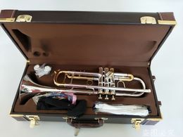 -Bach Stradivarius LT180S-72 Trompete Authentic Doppel Silber plattiert B Flat Professionelle Trompete Top Musikinstrumente Messing