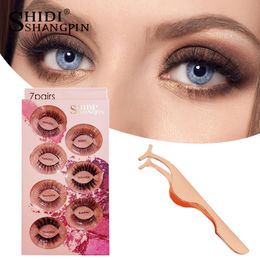 SHIDISHANGPIN New 7 Pairs False Eyelashes Natural Long 3D Mink Eyelashes Wispy Lashes Makeup Thick Mink Lashes Fake Eyelash Cilio Maquiagem