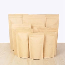 1000pcs Brown Kraft aluminizing pouch,Stand up kraft paper aluminium foil bag Resealable Zip Lock Grip seal Food Grade wholesale DHL