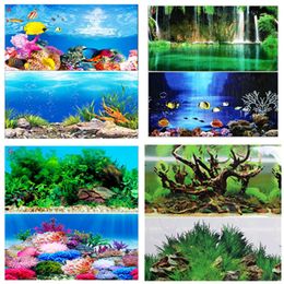 Wholesale 1 Roll 30cm High 15 Meters Long Glossy Aquarium Background Poster Double Sided Fish Tank Decorative Wall Backdrop Image Decor
