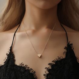 Collarbone Chain Necklace Chain Women Heart Necklaces Jewellery Ladies Pendant Gold Colour Trendy European Party Alloy Naszyjnik