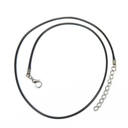 Leather Jewelry Chain black leather cord wax rope DIY necklace Rope 45 cm lobster clasp jewelry accessories 1.5mm 2mm