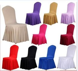 Chair skirt cover Wedding Banquet Chair Protector Slipcover Decor Pleated Skirt Style Chair Covers Elastic Spandex cover HT056