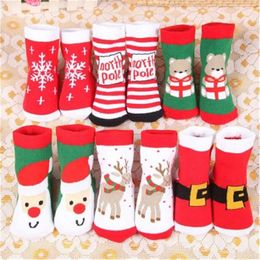Christmas Winter Baby Girls Boys Socks Warm Kids Children Striped Terry Snowflake Elk Santa Claus Christmas Gift Socks