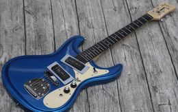 Mosri Ventures JohnnyRamone Metallic Blue Electric Guitar Floating Tremolo Bridge, Black P90 Pickup, Cream Pickguard, Vintage Tuners