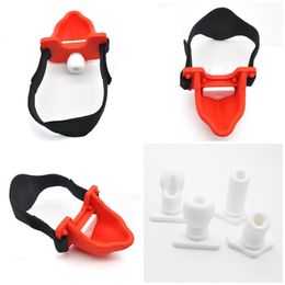 Chastity Devices Red Silicone Urine open mouth gag head harness Urinal Piss Restraints BDSM Sex Games Toy #R43
