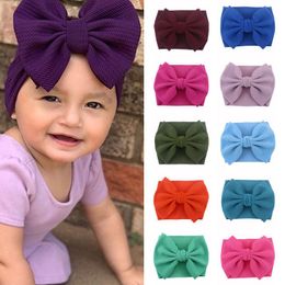 Baby Hair Band Bohemian Infant Girls Headband Polyester Bubble Cloth Bow Headbands Elastic Solid Color Knitted Hair Bows Scrunchie