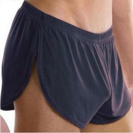 Fashion Sleepwear Loose Comfy Mens Boxer Shorts Pajamas Side Split Underwear Shorts Panties Underpants Trunk Sexy Cueca Homme