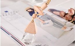 Factory Price 8ml Mini glass perfume bottle Aromatherapy Car hang decoration hanging perfume bottles with wooden cap