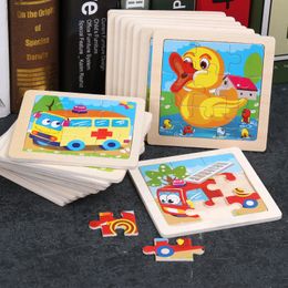 11*11CM Baby Kids Toy Wood Puzzle Wooden 3D Puzzle Jigsaw for Children Baby Cartoon Animal/Traffic Puzzles Educational Toy