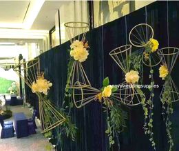 New style Iron Metal Frame Flower Display Stand Wedding Portable Ceremony Backdrop senyu0278