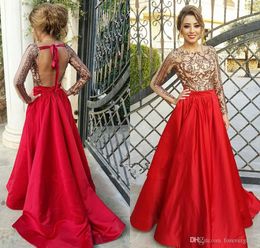2019 Long Sleeves Prom Dress A Line Sheer Crew Neck Sequins Formal Holidays Wear Graduation Evening Party Gown Custom Made Plus Size