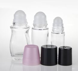 30ml 50ml Clear Glass Roll On Bottle Essential Oil Perfume Bottle Travel Dispenser Bottle Glass Roller Ball PP Cap SN1069
