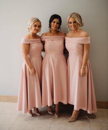 Cheap Ankle Length Bridesmaid Dress Pink Summer Country Garden Formal Wedding Party Guest Maid of Honor Gown Plus Size Custom Made