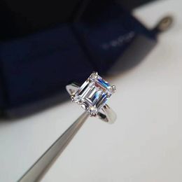 Fashion- pure silver paris design women charm ring with 3 oct square diamond for women wedding jewelry PS7622