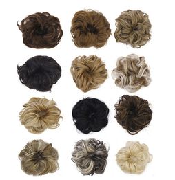 Oubeca Synthetic Flexible Hair Buns topknot Curly Scrunchy Chignon Elastic Messy Wavy Scrunchies Wrap For Ponytail Extensions For Women