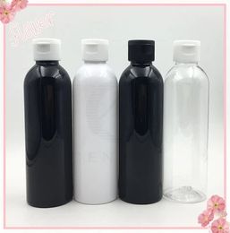 50pcas 200ml empty Black / white pet plastic bottle flip top plastic bottle 200cc Cosmetic emulsion bottle