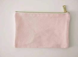 10pcs 16oz cotton canvas cosmetic bag with gold metal zip blank makeup bags size=22*15cm