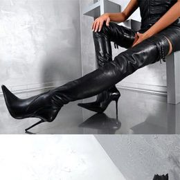Kolnoo New Womens Manmade High Heel Over-knee Boots Fisheyes Deco Pointed Toe Thigh-high Boots Party Prom Sexy Winter Fashion Shoes D141