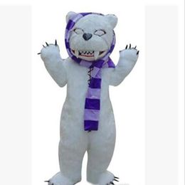 Halloween Zombie bear Mascot Costume High Quality Cartoon scarf Polar bear Anime theme character Christmas Carnival Party Costumes