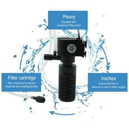 3 in 1 Filtration & Heating for Aquarium Fish Tank Philtre Mini Oxygen Submersible Water Purifier