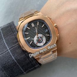 2010 New 40.5mm 5980 5980R-001 Grey Dial Asian Automatic Mens Watch Rose Gold Steel Band Sport Watches PPHW High Quality Hello_watch