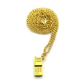 Gold Colour Mobile Phone Model Pendant Necklace for Women Men Charm Long Chain Femme Christmas Jewellery Party Accessories
