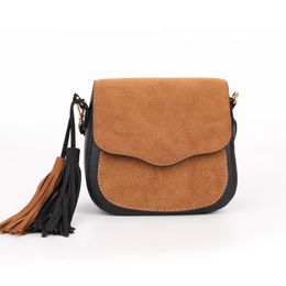 Designer-Small Bag for Women 2019 Shoulder Bag Casual Bolsas Feminina Wild Scrub PU Leather Solid Colour Tassel Messenger