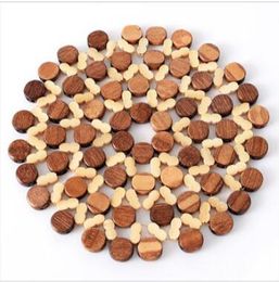 Insulation pad bamboo placemat Thicken round hollow table mat Kitchen cutlery pot anti-scalding bowl pad B637