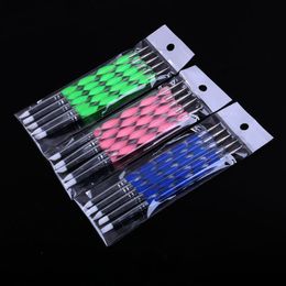 Double Head Nail Art Silicone Dotting Pen Brush Sculpture Emboss Carving Shaping Paint Acrylic Pick Rhinestone Manicure Tool F3652