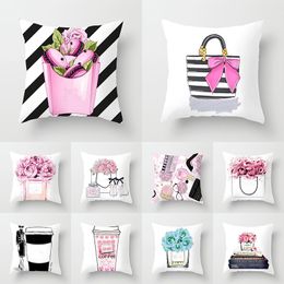 24 Designer Pillowcase Small Perfume Bottle Series Printing Pillowcase Fashion Home Hotel Car Seat Cushion Covers XD22868
