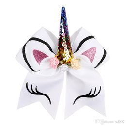 8inch Gilding Cartoon Unicorn Children Hair Rings Designer Bowknot Hairband For Women Jojo Siwa Bows Ornament 5 8dza Ww