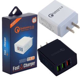 5V 2.4A Quick charging eu us uk wall charger 3 usb ports adapter for ipad iphone 7 8 x samsung s8 s9 note 8 with box