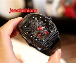 Automatic wristwatch trendy men's popular watches worldwide black diamond watches hollow flywheel dials automatic mechanical trendy watches