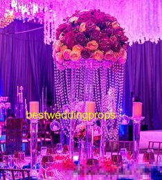 (with full hangging crystal )Decorative tall crystal wedding flower stand Centrepieces best01246