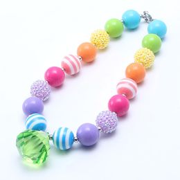 Colorful Acrylic Beads Necklace For Child/Girls/Kids Chunky Bubblegum Necklace Handmade Party Jewelry Gift New