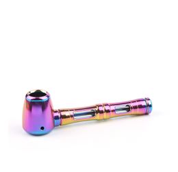 Newest Colourful Rainbow Aluminium Alloy Glass Transparent Tube Smoking Portable Detachable Innovative Design Pipe For Herb Tobacco Hot Cake