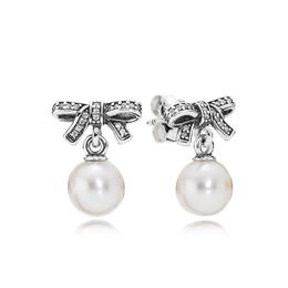 Fashion Pearl Pendant Earrings Luxury Designer For Pandora 925 Sterling Silver CZ Diamond Original Box Set High Quality Lady Earrings