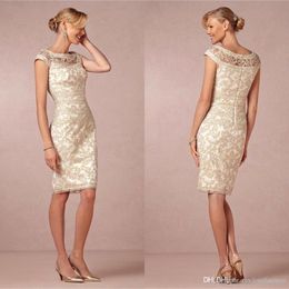 Champagne Sheath Mother Of The Bride Dress 2020 Short Lace Party Mother Formal Gown Plus Size Pageant Dress Custom Made