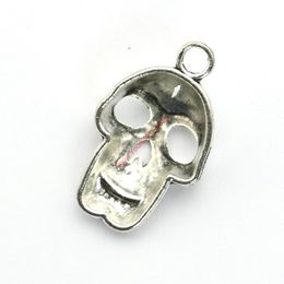 Wholesale-Silver Plated Skull Skeleton Charms Pendants for Jewellery Making DIY Necklace Bracelet Craft 37x24mm