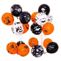 Halloween Party Printing Latex Balloons 12 Inch Pumpkin Ghost Spider Skull Cat Printed Balloon Halloween Party Decoration Supplies