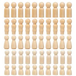 Natural Unfinished Wooden Peg Doll Bodies Family of 5 Peg Different Shapes and Size Great for Arts and Crafts