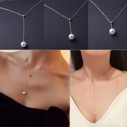 Pearl Necklace Silver/Gold Colour Accessories Fashion Simple Crystal Necklace Zircon Clavicle Chain Temperament Women's Jewlerry
