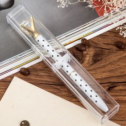 New Design Gift Pen Box Crystal Transparent Acrylic Pencil Cases Pen Packaging Box Display Stand Rack School Office Supplies Stationery