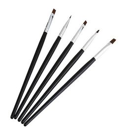 dhl 200sets Hot Selling 5PCS/set Nail Art Acrylic UV Gel Salon Pen Flat Brush Kit Dotting Tool