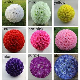 30CM 12" New Encryption Artificial Rose Silk Flower Kissing Balls Hanging Ball Christmas Ornaments Wedding Party Decorative Flowers