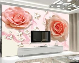 3d Room Wallpaper Custom Photo Modern Simple Warm Pink Rose Romantic HD Silk Wallpaper