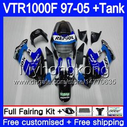 Körper für HONDA SuperHawk VTR1000F 97 98 99 00 01 02 256HM.24 VTR1000 F VTR 1000 F 1000F Repsol blau 1997 1998 1999 2000 2001 2002 Verkleidung