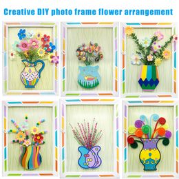 Kids cube Foam Beads Arts and Crafts Photo Frame Button Bouquet Diy Making Kit Handmade Creative 3D puzzles Painting Toys for Children
