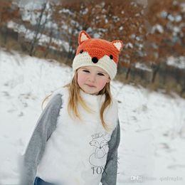 Children Hat Girls Fox Style Caps Children Wool Knitted Hats Baby Girl Hooded Cowl Beanie Cap Kids Gifts